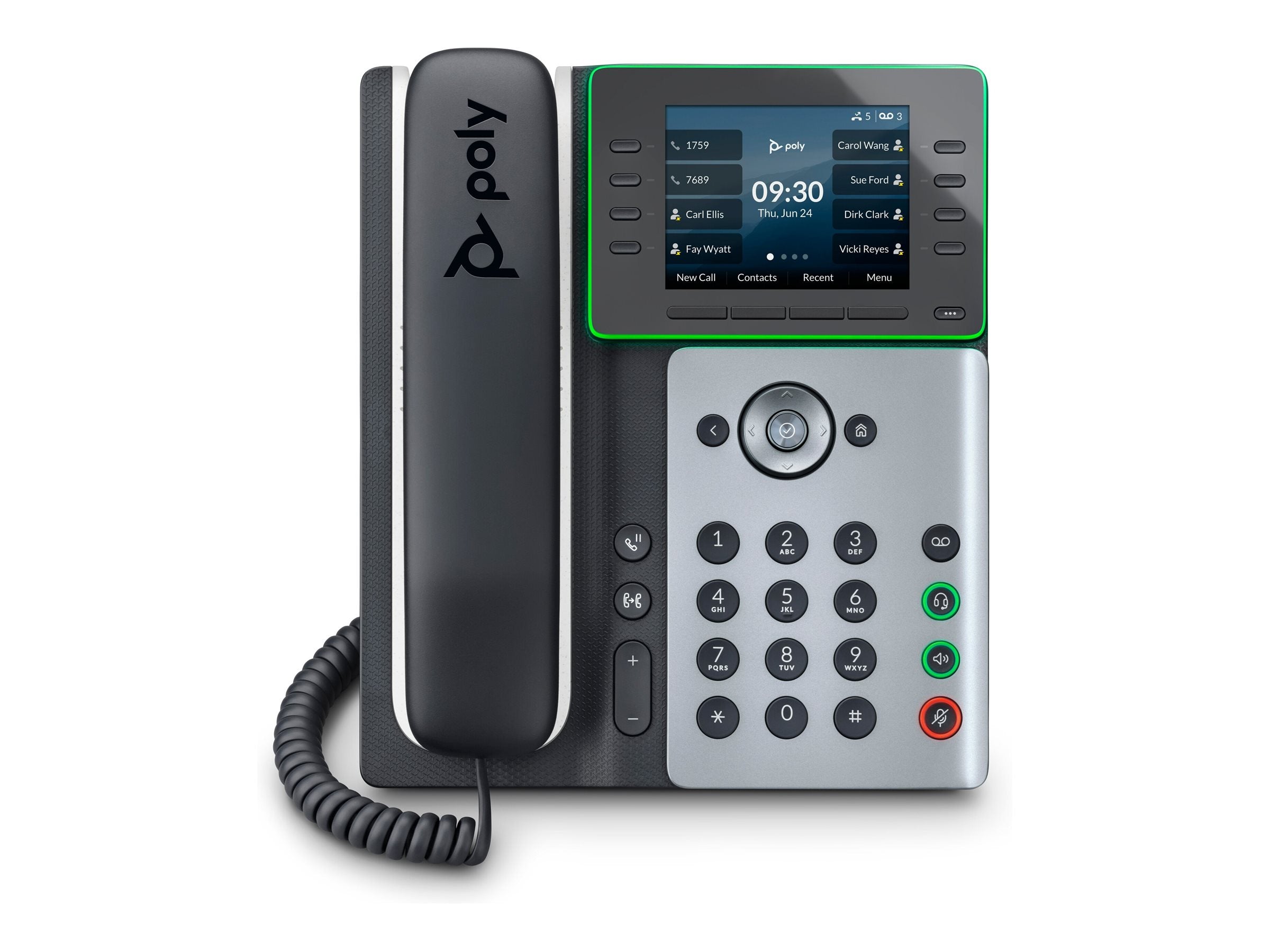HP Poly Edge E350 - VoIP phone with caller ID/call waiting - 3-way call capability - SIP, SDP - black - GSA Trade Compliant - TAA Compliant
