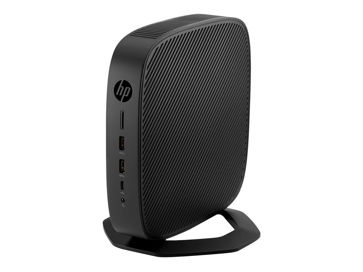 HP t640 - Thin client - SFF 1 x Ryzen Embedded R1505G / up to 3.3 GHz - RAM 8 GB - flash 64 GB - eMMC - Radeon Vega 3 - Gigabit Ethernet - Win 10 IoT Enterprise 2019 LTSB for Thin Clients 64-bit - monitor: none - keyboard: US - TAA Compliant