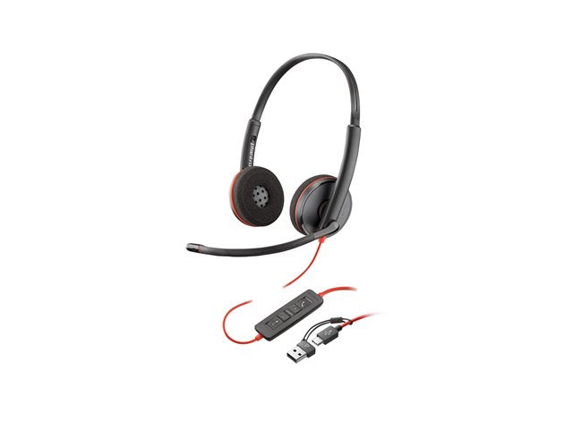 HP Poly Blackwire 3220 - Blackwire 3200 Series - headset - on-ear - wired - USB-C - black - Certified for Skype for Business, Cisco Jabber Certified, Avaya Certified, UC certified